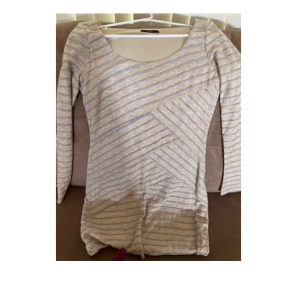 New Soprano nuetral color mini dress with gray sparkly stripe size m